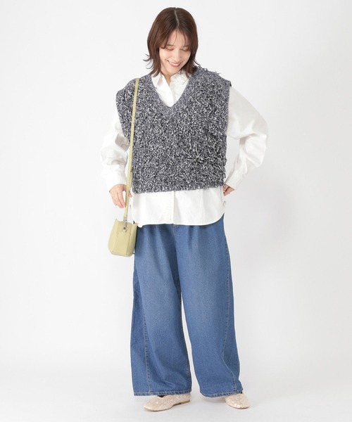 セール】【ONKUL掲載商品】サイド切り替えワイドデニム[プチ
