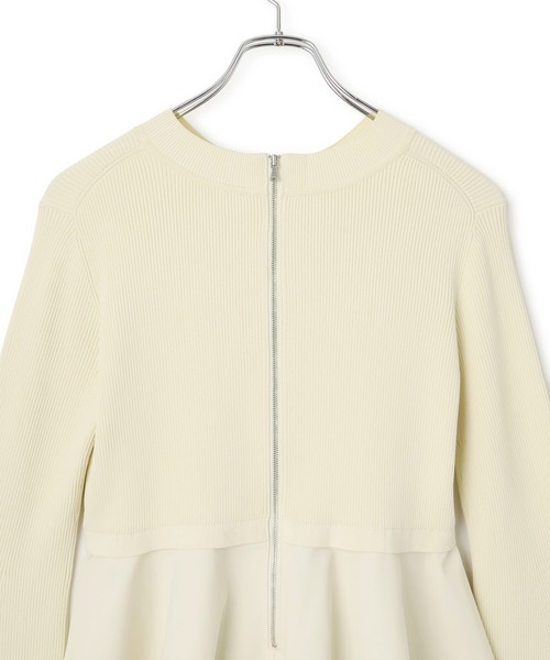 ADAM ET ROPE'（アダムエロペ）の「【再入荷】・【サステナブル】ペプラムコンビニットプルオーバー（ニット/セーター・レディース・オフホワイト/ブラック・FREE）」の10枚目の写真