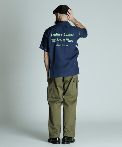 Schott BOWLING SS SHIRT 半袖 刺繍 ボーリングシャツ Schott/ショット/BOWLING SS SHIRT'LEATHER JACKET MAKES A MAN'/半袖