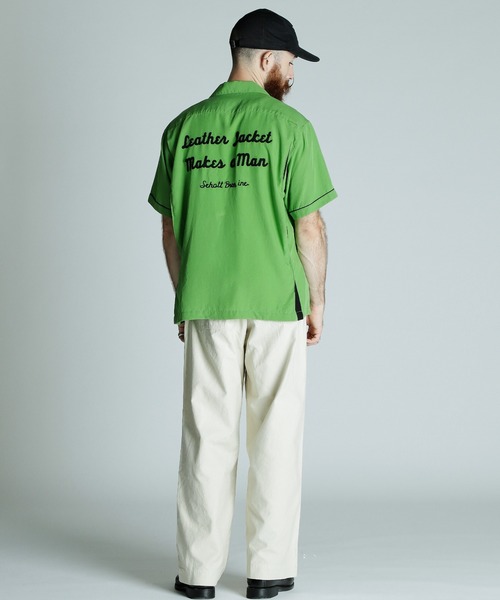 schott（ショット）の「Schott/ショット/BOWLING SS SHIRT'LEATHER JACKET MAKES A MAN'/半袖 刺繍 ボーリングシャツ（シャツ/ブラウス・メンズ・ブラック/ネイビー/ライトグリーン・M/2XL/XL/L）」の16枚目の写真