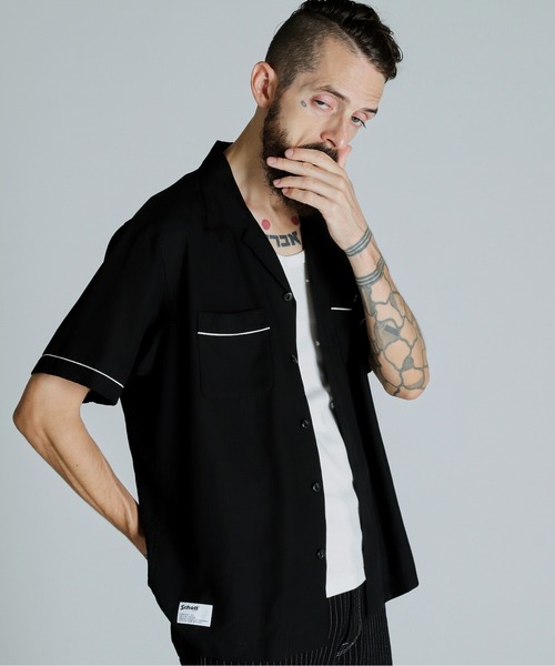 schott（ショット）の「Schott/ショット/BOWLING SS SHIRT'LEATHER JACKET MAKES A MAN'/半袖 刺繍 ボーリングシャツ（シャツ/ブラウス・メンズ・ブラック/ネイビー/ライトグリーン・M/2XL/XL/L）」の9枚目の写真
