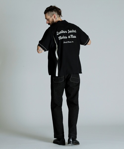 schott（ショット）の「Schott/ショット/BOWLING SS SHIRT'LEATHER JACKET MAKES A MAN'/半袖 刺繍 ボーリングシャツ（シャツ/ブラウス・メンズ・ブラック/ネイビー/ライトグリーン・M/2XL/XL/L）」の14枚目の写真