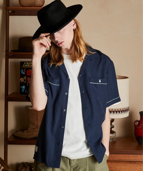 schott（ショット）の「Schott/ショット/BOWLING SS SHIRT'LEATHER JACKET MAKES A MAN'/半袖 刺繍 ボーリングシャツ（シャツ/ブラウス・メンズ・ブラック/ネイビー/ライトグリーン・M/2XL/XL/L）」の4枚目の写真