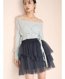 オフショルダー グレー ニットセーター snidel SNIDEL（スナイデル）の「カシミヤオフショルニット（ニット
