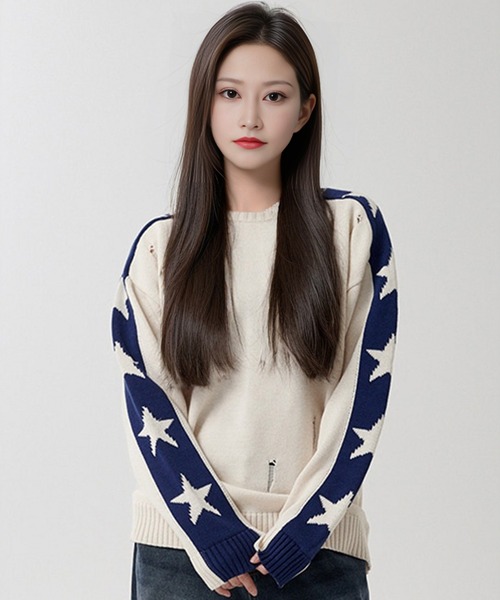 mahagrid/マハグリッド』 STAR CRASH KNIT CREWNECK/スター