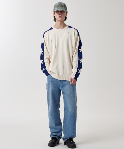 mahagrid/マハグリッド』 STAR CRASH KNIT CREWNECK/スター