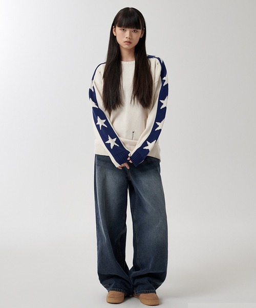 mahagrid/マハグリッド』 STAR CRASH KNIT CREWNECK/スター