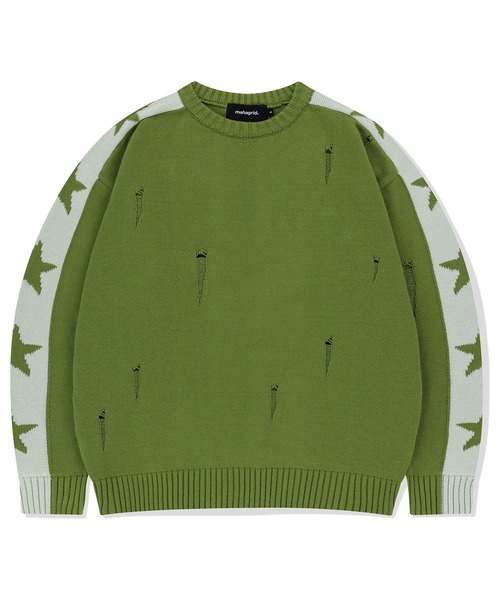 mahagrid/マハグリッド』 STAR CRASH KNIT CREWNECK/スター