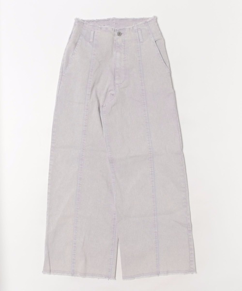 WORLD WIDE LOVE!(ワールドワイドラブ)の「フロントステッチワイドパンツ(デニムパンツ・レディース・サックスブルー/ラベンダー/レモンイエロー・1)」の7枚目の写真