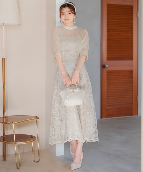 ウィルセレクション　スパンコールレース刺繍ワンピース ウィルセレクション スパンコールレース刺繍ワンピース