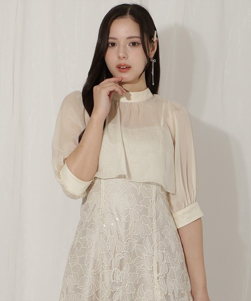WILLSELECTION(ウィルセレクション)の「バッククロスブラウス×スパンコールレースワンピース(ドレス・レディース・ベージュ/ラベンダー/ピンク/ブラック・FREE)」の20枚目の写真