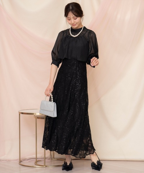 ウィルセレクション　スパンコールレース刺繍ワンピース WILLSELECTION（ウィルセレクション）の「バッククロスブラウス