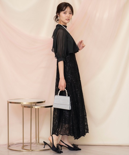 ウィルセレクション　スパンコールレース刺繍ワンピース ウィルセレクション スパンコールレース刺繍ワンピース