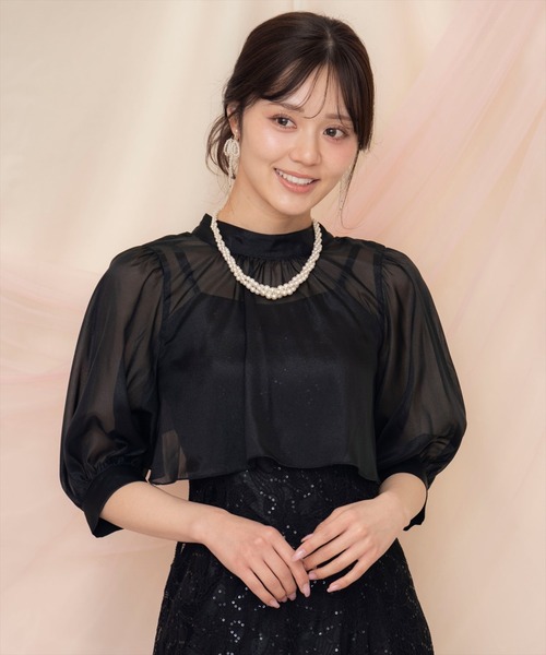 WILLSELECTION(ウィルセレクション)の「バッククロスブラウス×スパンコールレースワンピース(ドレス・レディース・ベージュ/ラベンダー/ピンク/ブラック・FREE)」の9枚目の写真
