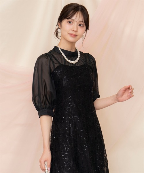 ウィルセレクション　スパンコールレース刺繍ワンピース ウィルセレクション スパンコールレース刺繍ワンピース