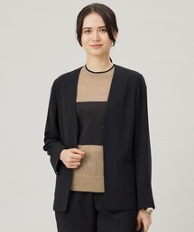 自由区（ジユウク）の「ライトストレッチノーカラー ジャケット（ノーカラージャケット）」