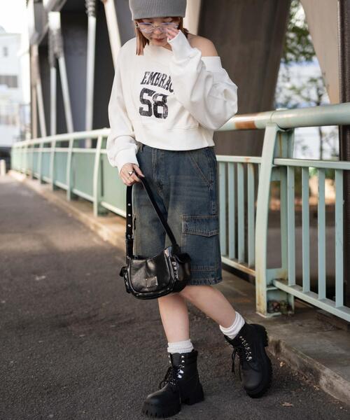 WEGO（ウィゴー）の「WEGO/オフショルショートスウェット（スウェット・レディース・ホワイト/杢グレー・FREE）」の14枚目の写真