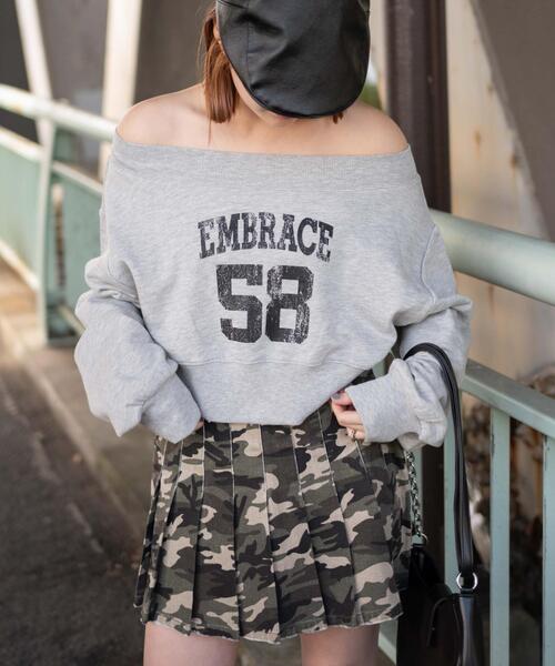 WEGO（ウィゴー）の「WEGO/オフショルショートスウェット（スウェット・レディース・ホワイト/杢グレー・FREE）」の4枚目の写真