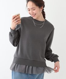 SHOO・LA・RUE | 【洗える/S-LL】一枚でサマ見え 裾チュールレイヤードスウェット(Tシャツ/カットソー)