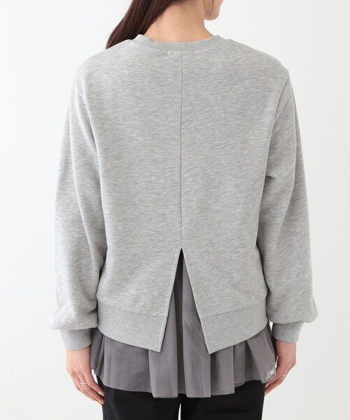SHOO・LA・RUE(シューラルー)の「◆【洗える/S-LL】一枚でサマ見え 裾チュールレイヤードスウェット(Tシャツ/カットソー・レディース・グレー/チャコールグレー/グリーン系・01/02/03/04)」の7枚目の写真