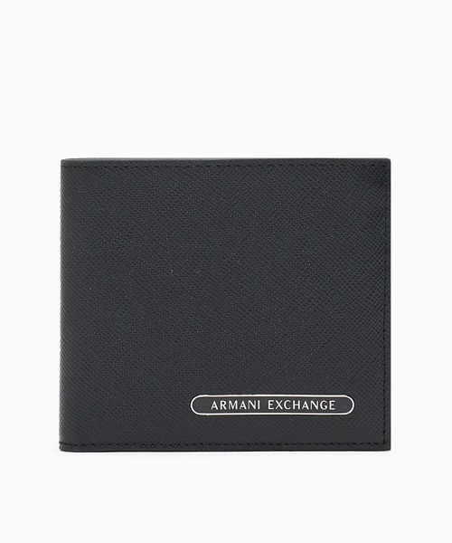 ARMANI EXCHANGE(アルマーニエクスチェンジ)の「【A|X アルマーニ エクスチェンジ】AXロゴ サフィアーノフィニッシュレザー 二つ折り財布(コインケース付き)(財布・メンズ・ブラック・FREE)」の1枚目の写真