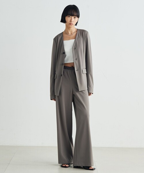 EDITION（エディション）の「カルゼジャージー ノーカラージャケット（ノーカラージャケット・レディース・ブラック/キャメル・36/34）」の3枚目の写真