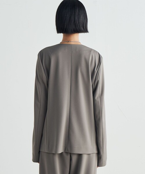 EDITION（エディション）の「カルゼジャージー ノーカラージャケット（ノーカラージャケット・レディース・ブラック/キャメル・36/34）」の6枚目の写真