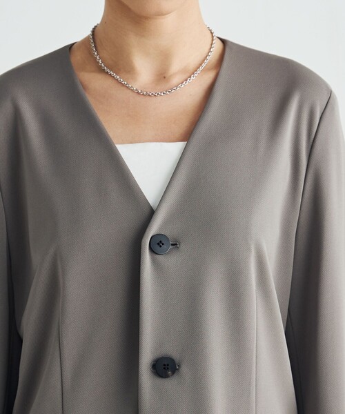 EDITION（エディション）の「カルゼジャージー ノーカラージャケット（ノーカラージャケット・レディース・ブラック/キャメル・36/34）」の8枚目の写真