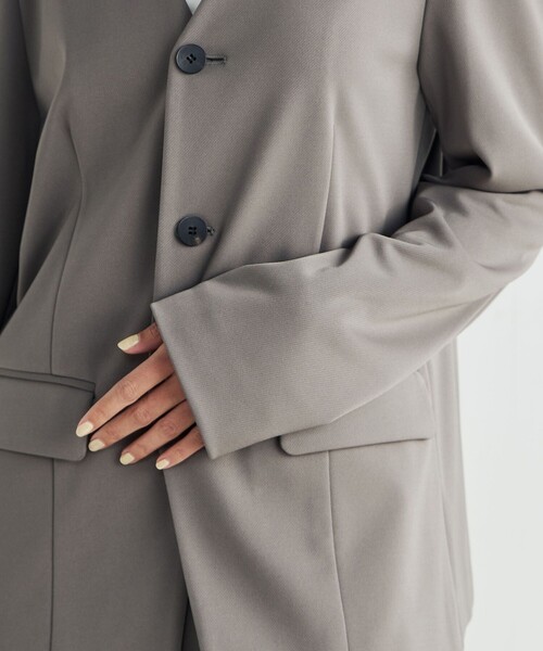 セール】カルゼジャージー ノーカラージャケット（ノーカラー