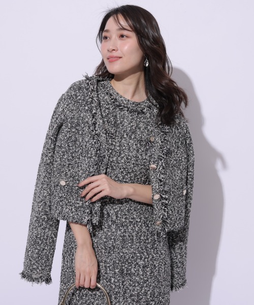 新作　フリンジツイードニットジャケット　アプワイザーリッシェ Apuweiser-riche（アプワイザーリッシェ）の「フリンジツイード