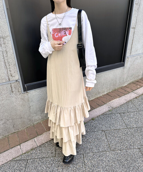 ベージュ キャミワンピース スリムフィット DIANTE ディアンテ 瀬戸南 セール】ティアードキャミワンピース（ワンピース）｜HEYUMM