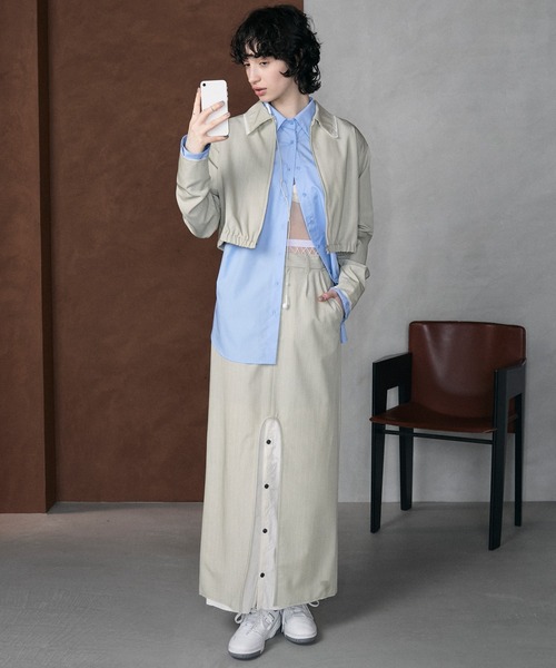 超希少　シュープリームララ　ラップスカート　タイトスカート　ストライプ　M セール】Front slit stripe tight skirt / フロントスリット