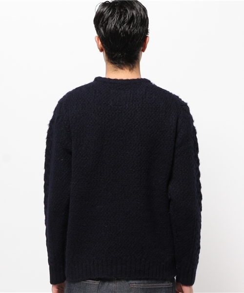 WHO'S WHO gallery(フーズフーギャラリー)の「【BOYMAN】シェットランドケーブルクルーニット(ニット/セーター・メンズ・ネイビー/アイボリー/オリーブ/ベージュ/グレー・MEDIUM/LARGE)」の7枚目の写真