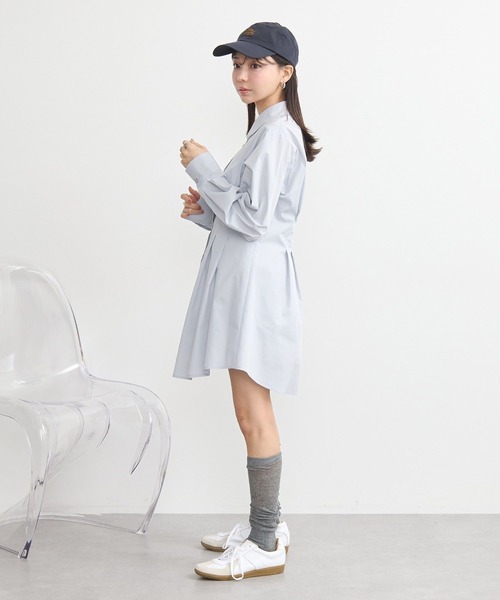 earth music&ecology（アースミュージックアンドエコロジー）の「ウエストタックシャツミニワンピース（シャツワンピース・レディース・オフホワイト/サックスブルー/イエロー・FREE）」の7枚目の写真