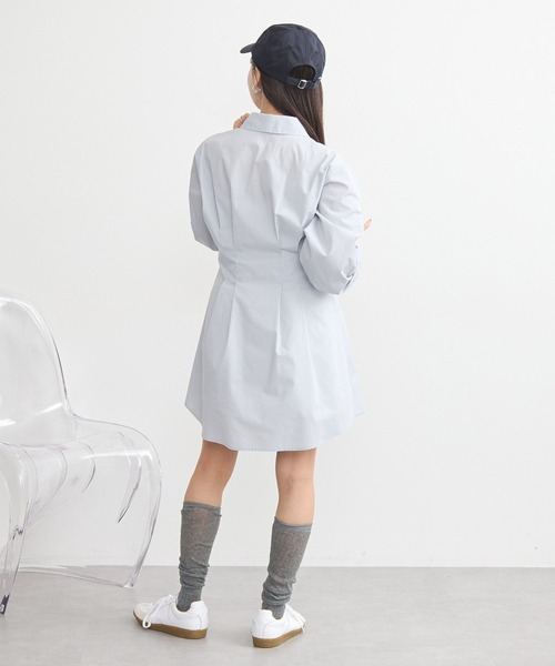 earth music&ecology（アースミュージックアンドエコロジー）の「ウエストタックシャツミニワンピース（シャツワンピース・レディース・オフホワイト/サックスブルー/イエロー・FREE）」の8枚目の写真