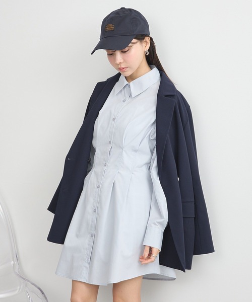 earth music&ecology（アースミュージックアンドエコロジー）の「ウエストタックシャツミニワンピース（シャツワンピース・レディース・オフホワイト/サックスブルー/イエロー・FREE）」の11枚目の写真