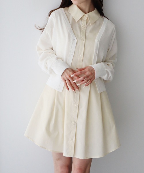 earth music&ecology（アースミュージックアンドエコロジー）の「ウエストタックシャツミニワンピース（シャツワンピース・レディース・オフホワイト/サックスブルー/イエロー・FREE）」の17枚目の写真