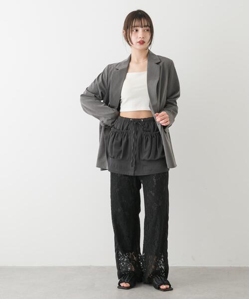 SENSE OF PLACE by URBAN RESEARCH(センスオブプレイスバイアーバンリサーチ)の「サイドラインコードレースパンツ(その他パンツ・レディース・ブラック/アイボリー・ONE)」の8枚目の写真