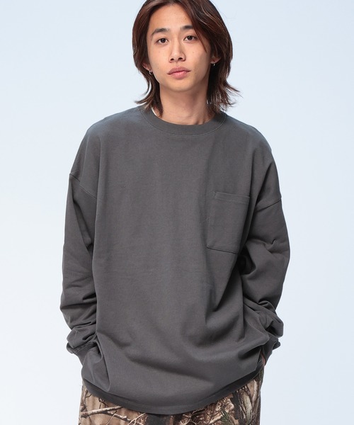 Goodwear(グッドウェア)の「Goodwear グッドウェア 袖リブ ポケット クルーネック 長袖 Tシャツ SUPERBIG TEE 2W70502D12(Tシャツ/カットソー・メンズ・ブラック/ホワイト/ネイビー/グリーン/グレー系その他・M/L/LL)」の4枚目の写真