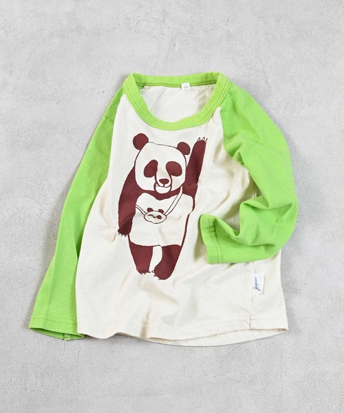 JIPPON（ジポン）の「ラグランパンダロンT（Tシャツ/カットソー・キッズ・ライトグリーン/オレンジ/ラベンダー/ブラック・80/90/100/110/120/130/140/95）」の3枚目の写真