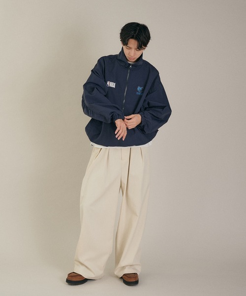 セール】Perushu / NBA スタンドネックロゴ刺繍ダブルジップナイロン