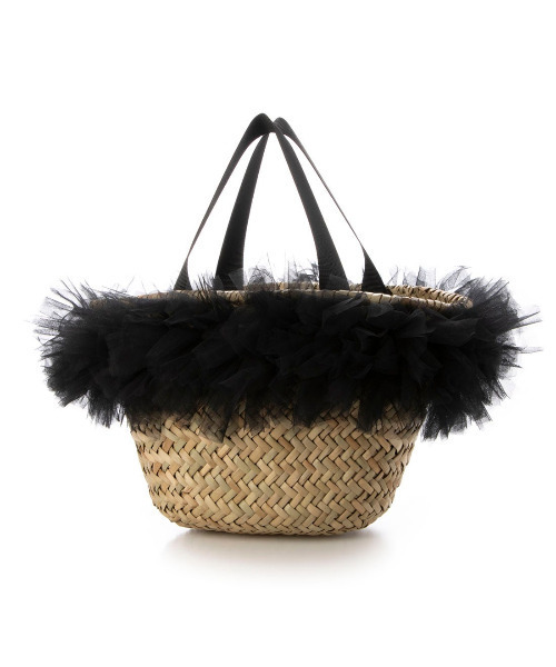 kakatoo（カカトゥ）の「カカトゥ kakatoo / チュールフリンジカゴバッグ（かごバッグ・レディース・ブラウン/グレー/ブラック・FREE）」の5枚目の写真