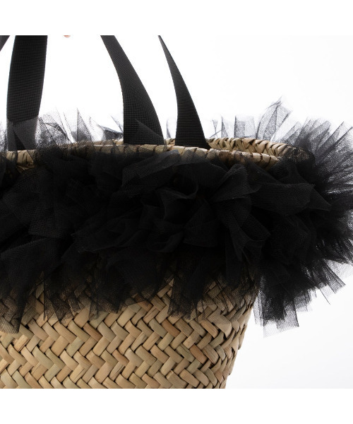 kakatoo（カカトゥ）の「カカトゥ kakatoo / チュールフリンジカゴバッグ（かごバッグ・レディース・ブラウン/グレー/ブラック・FREE）」の9枚目の写真