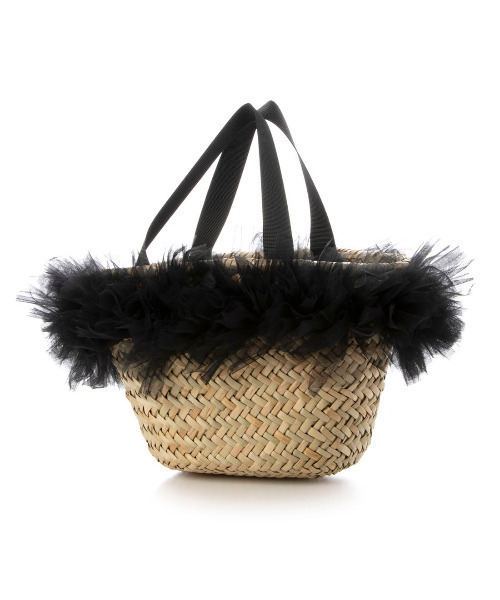 kakatoo（カカトゥ）の「カカトゥ kakatoo / チュールフリンジカゴバッグ（かごバッグ・レディース・ブラウン/グレー/ブラック・FREE）」の4枚目の写真