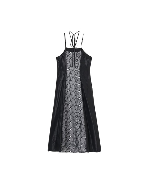 saharaサハラワンピースロングドレスMARTE Black Cross Neck Jacquard Dress｜結婚式やお呼ばれに｜ジャガード