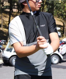 (RM)【LUXE/R GOLF】COOL & DRY ストレッチ スムース カラーブロック モックネック Tシャツ