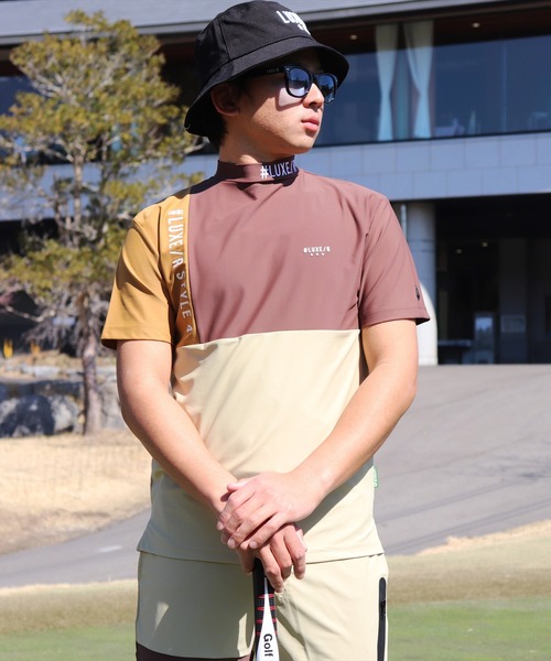 LUXE/R GOLF(ラグジュ ゴルフ)の「(RM)【LUXE/R GOLF】COOL & DRY ストレッチ スムース カラーブロック モックネック Tシャツ(Tシャツ/カットソー・メンズ・ホワイト系/ブラック系/ベージュ系/ブルー系・L/XL/M)」の17枚目の写真