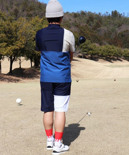 LUXE/R GOLF(ラグジュ ゴルフ)の「(RM)【LUXE/R GOLF】COOL & DRY ストレッチ スムース カラーブロック モックネック Tシャツ(Tシャツ/カットソー・メンズ・ホワイト系/ブラック系/ベージュ系/ブルー系・L/XL/M)」の18枚目の写真