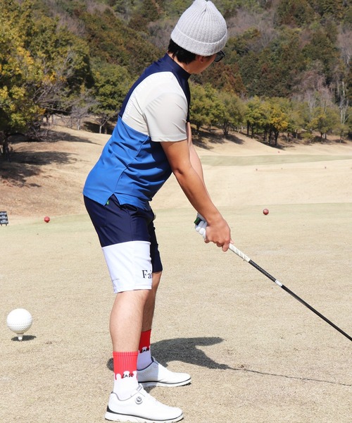 LUXE/R GOLF(ラグジュ ゴルフ)の「(RM)【LUXE/R GOLF】COOL & DRY ストレッチ スムース カラーブロック モックネック Tシャツ(Tシャツ/カットソー・メンズ・ホワイト系/ブラック系/ベージュ系/ブルー系・L/XL/M)」の20枚目の写真
