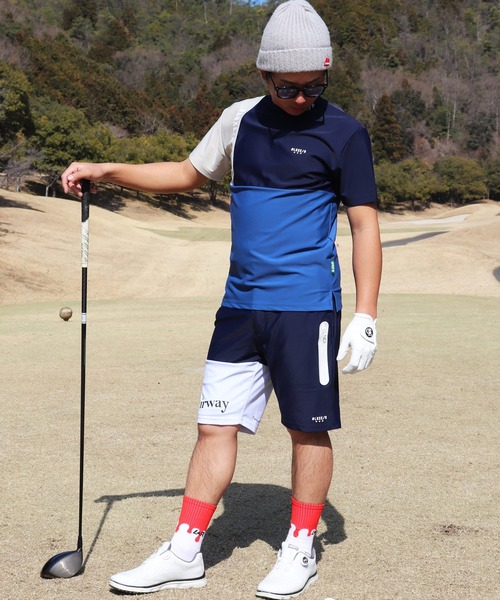 LUXE/R GOLF(ラグジュ ゴルフ)の「(RM)【LUXE/R GOLF】COOL & DRY ストレッチ スムース カラーブロック モックネック Tシャツ(Tシャツ/カットソー・メンズ・ホワイト系/ブラック系/ベージュ系/ブルー系・L/XL/M)」の22枚目の写真